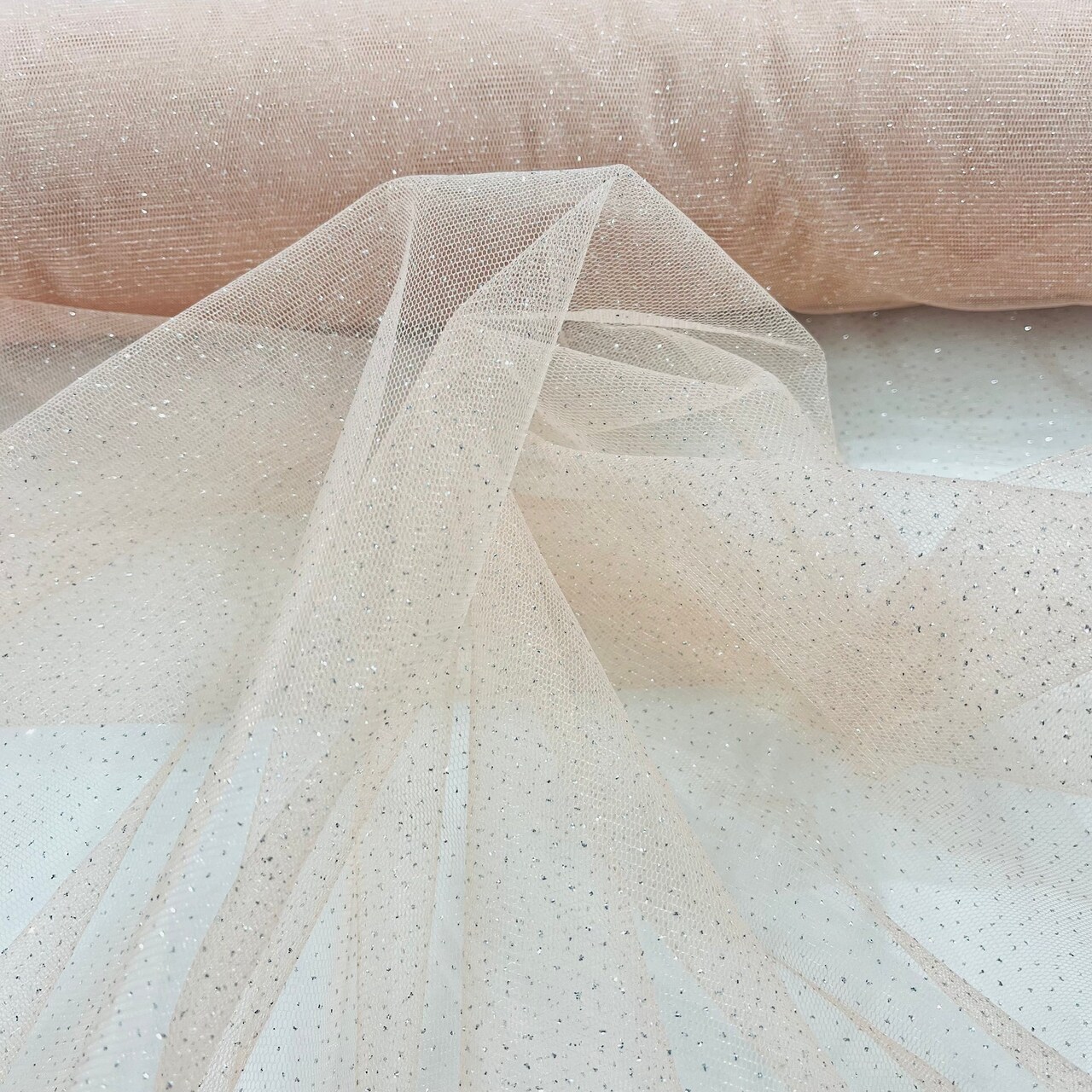 1 Yard Glitter Mesh Fabric 60" Width, 100% Polyester Sheer Sparkle for Dresses & Decor